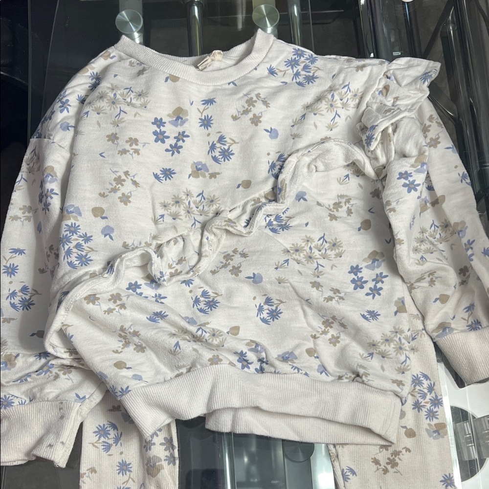Floral Ruffle Sweatshirt